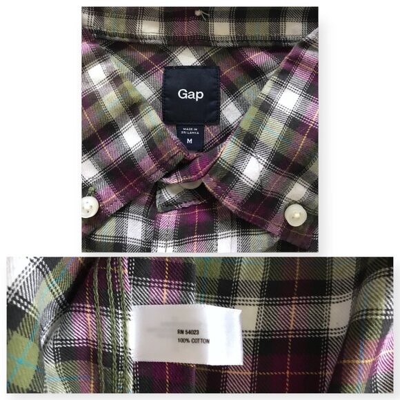Gap Men’s Flannel Plaid Button Down Long Sleeve Shirt M, Cotton - Picture 4 of 9